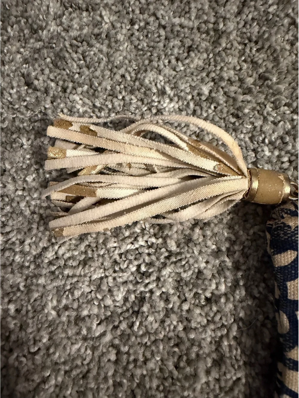 Lilly Pulitzer Blue and Beige Patterned Canvas Tassel Clutch